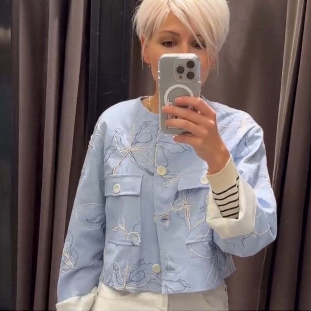 ZARA EMBROIDERED ROUND NECK JACKET - Picture 2 of 16
